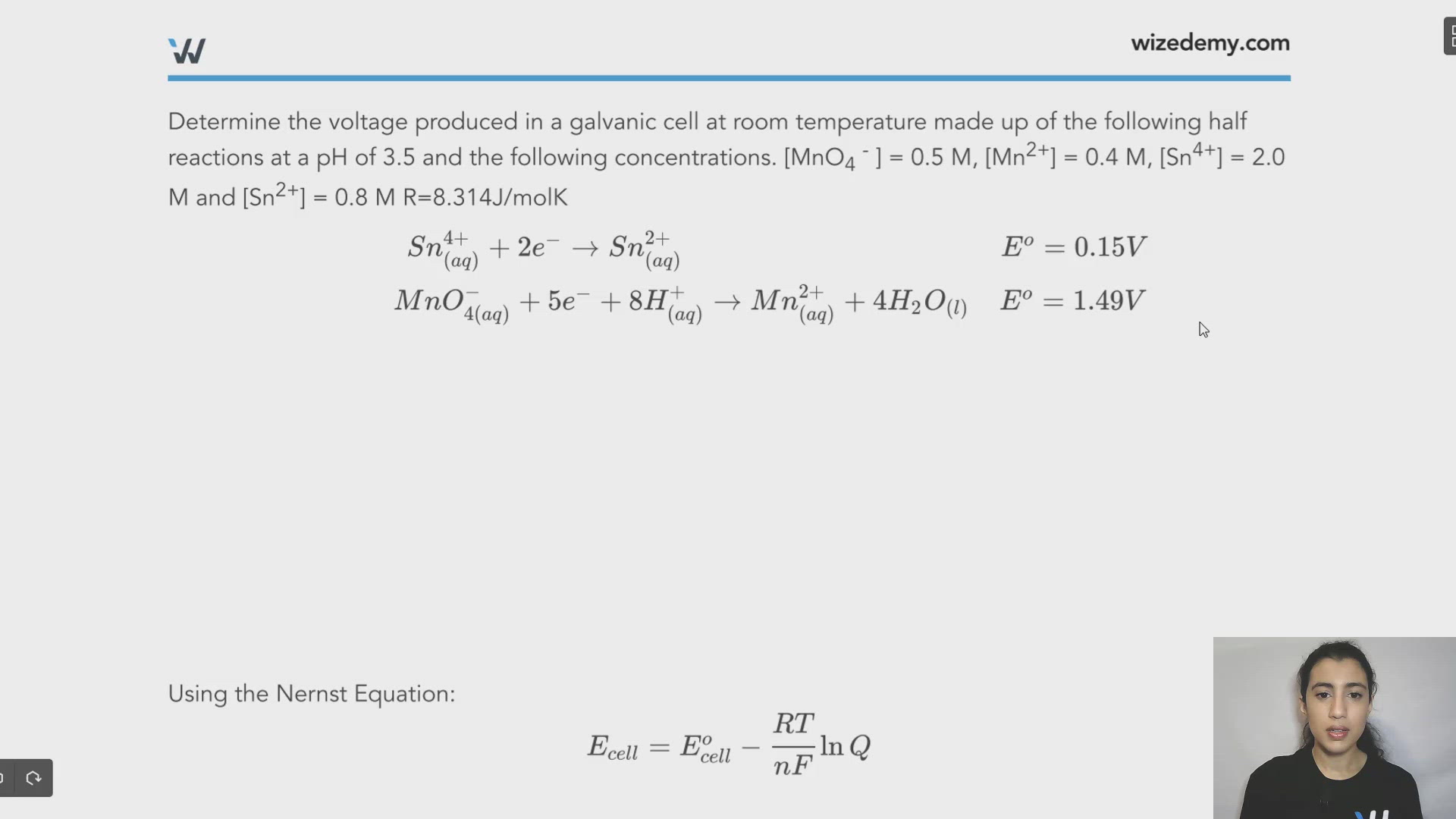 Important Equations + Nonstandard conditions (Nernst Equation) Wize