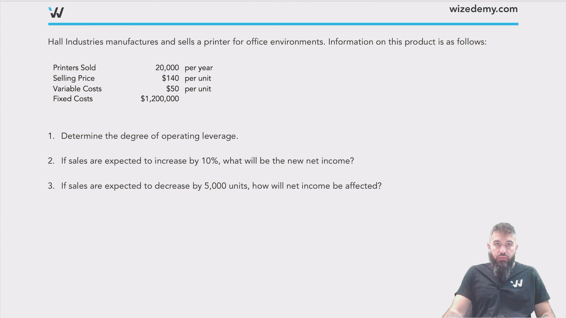 Degree of operating leverage wize university managerial accounting