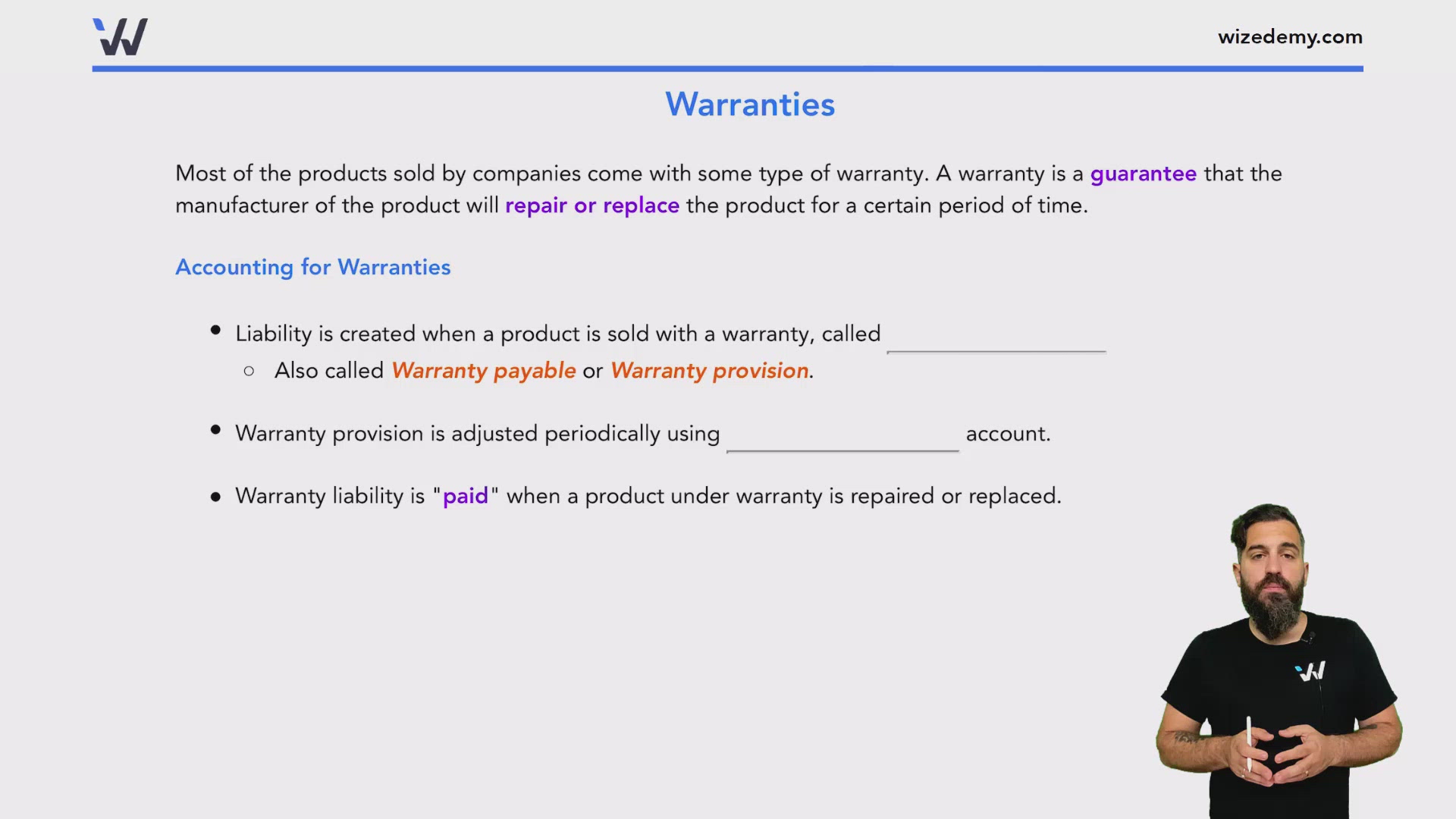 Warranties Wize University Introduction to Financial Accounting