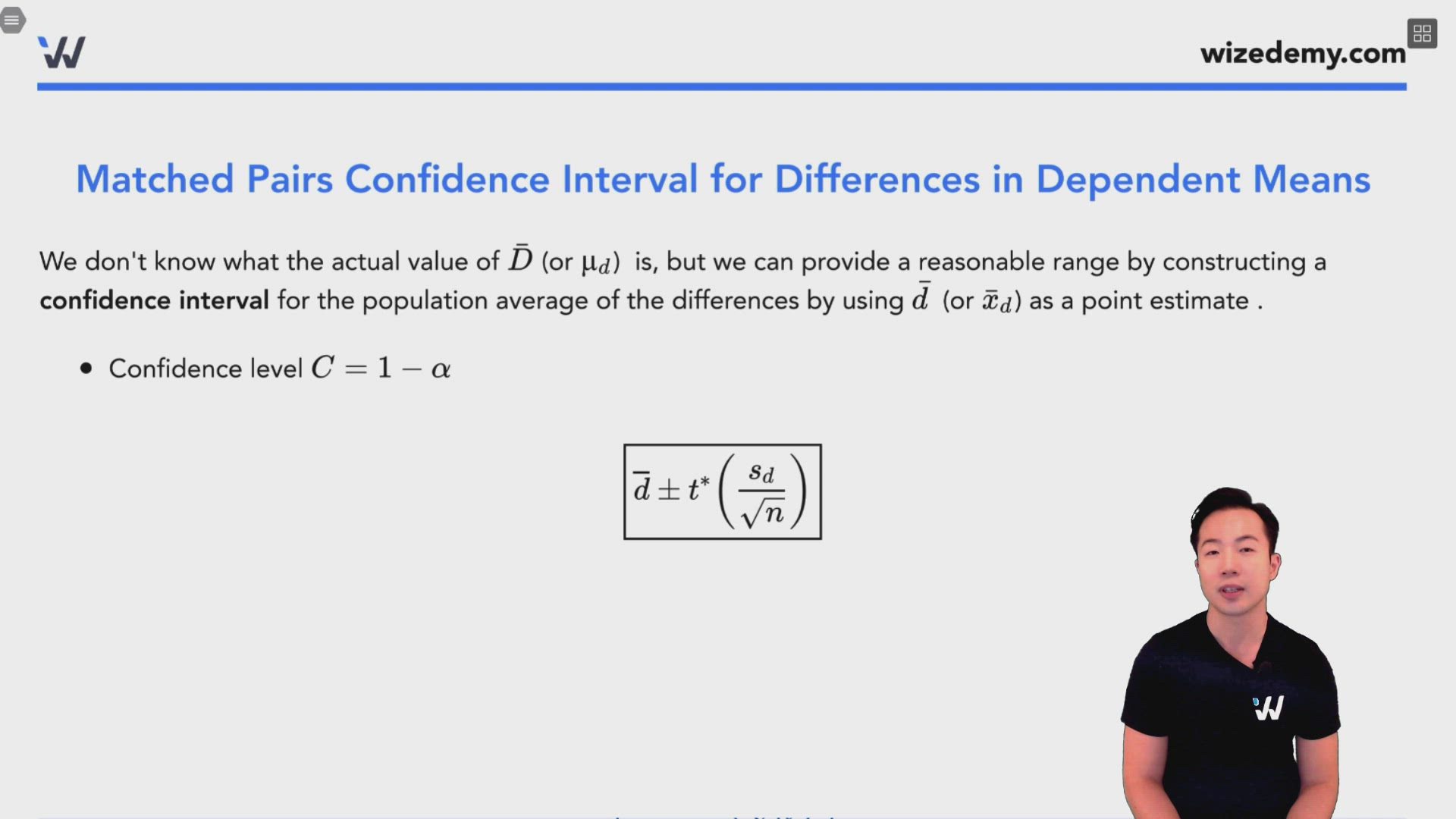 Confidence Intervals for Matched Pairs Wize University Statistics
