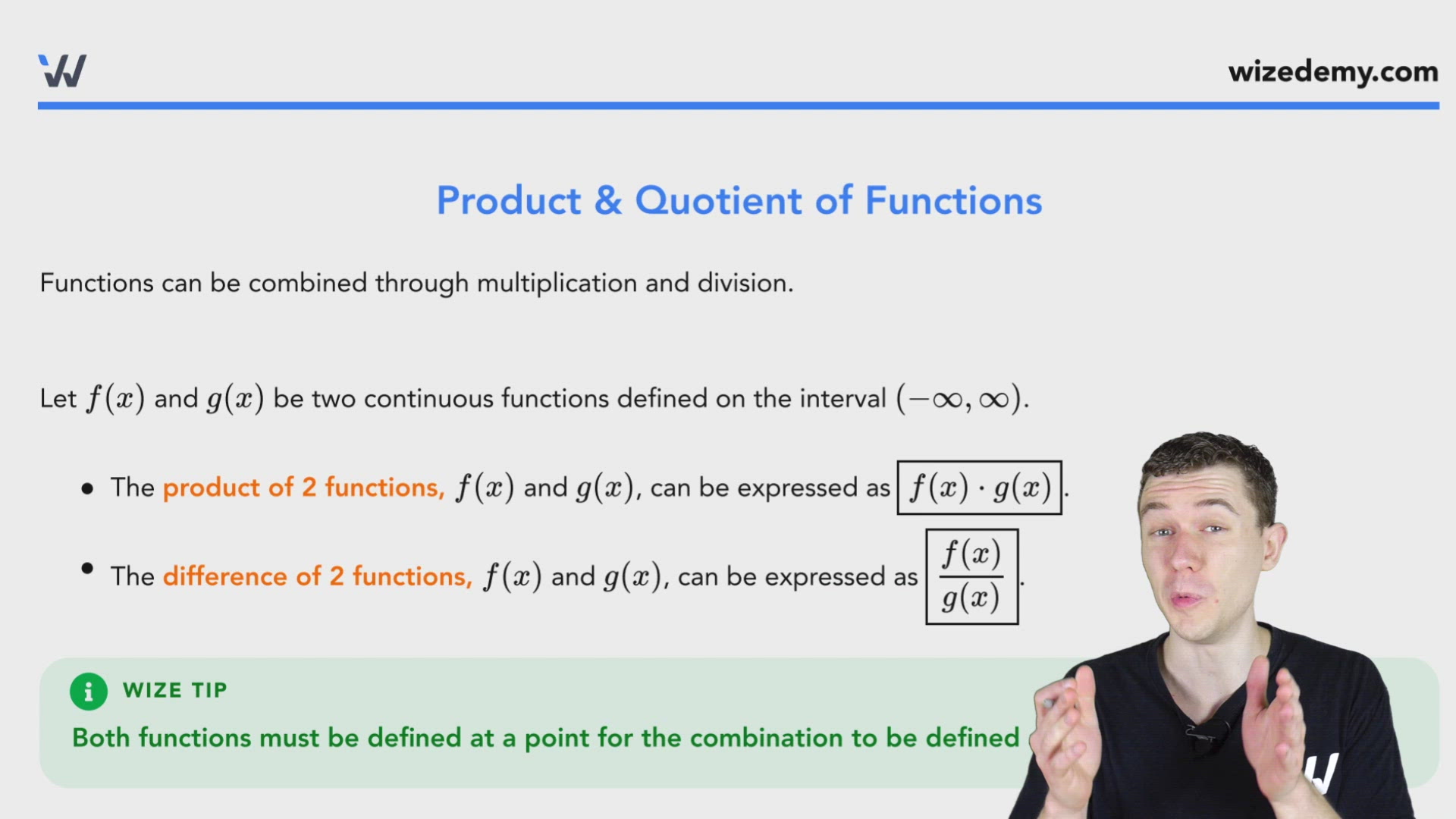 Product & Quotient of Functions - Wize High School Grade 12 Pre ...