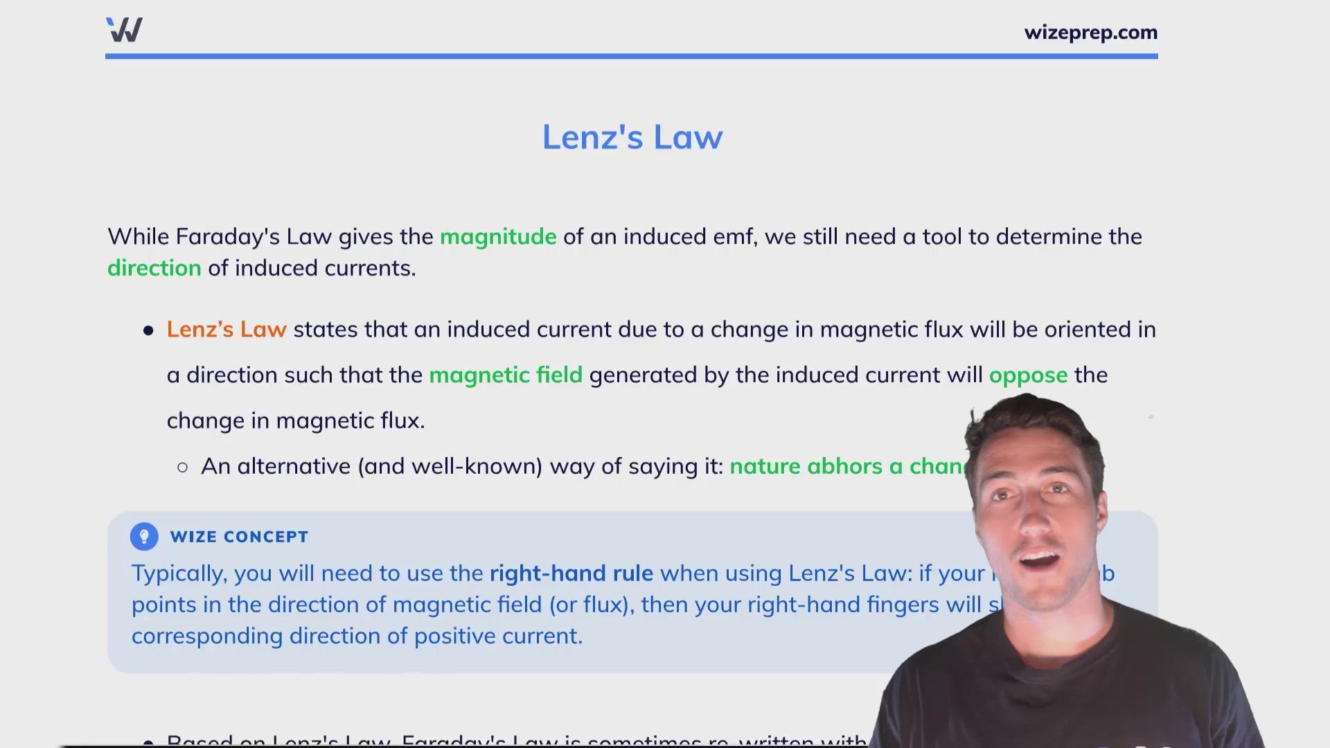 Lenz's Law Wize High School Grade 12 Physics Textbook Wizeprep