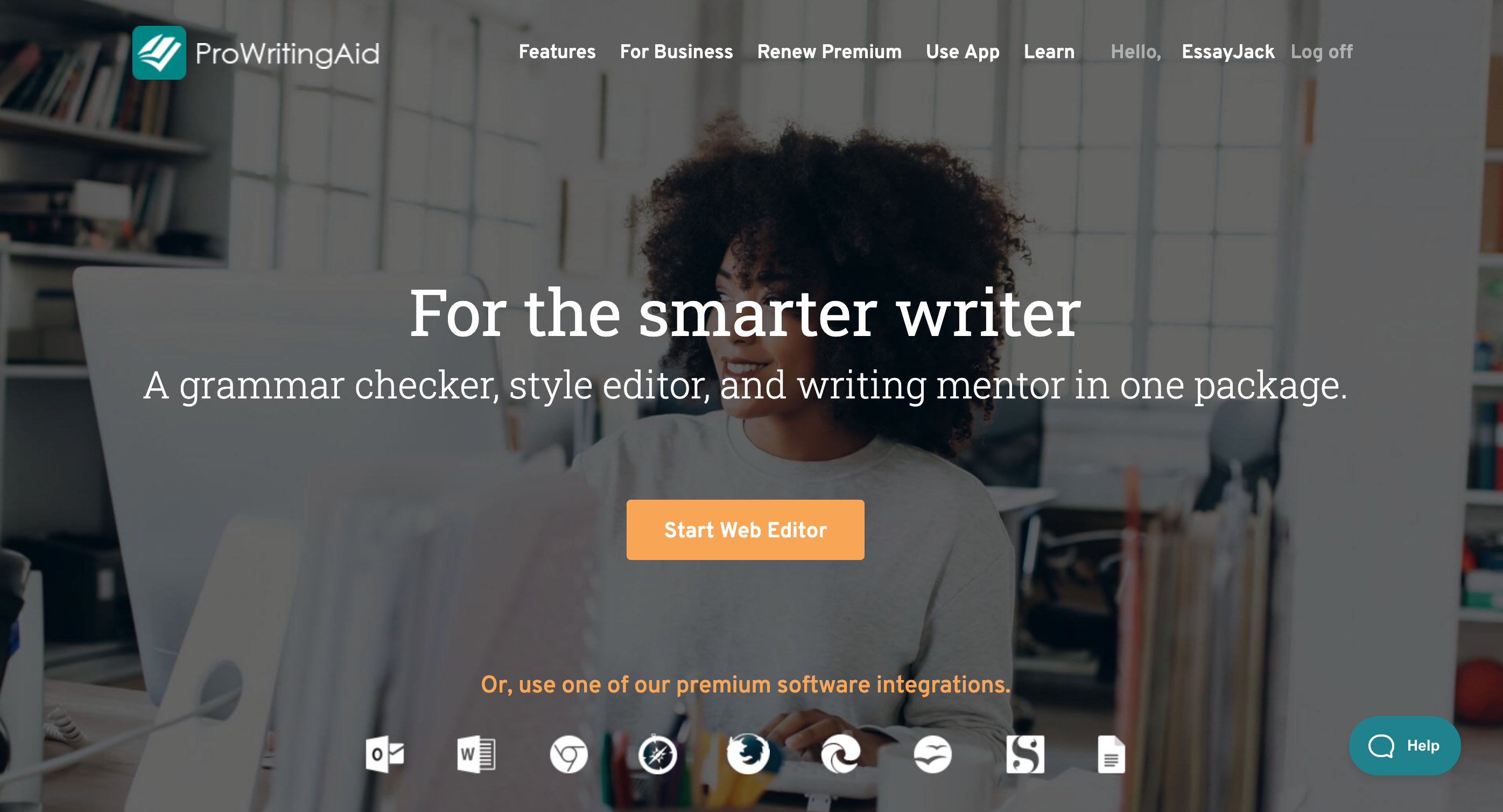 ProWritingAid Home Page Login