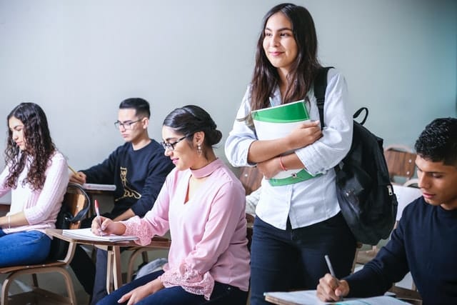 Happy student finished her essay quickly